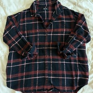 Madewell Women's Plaid Button Down Shirt - Black and Red